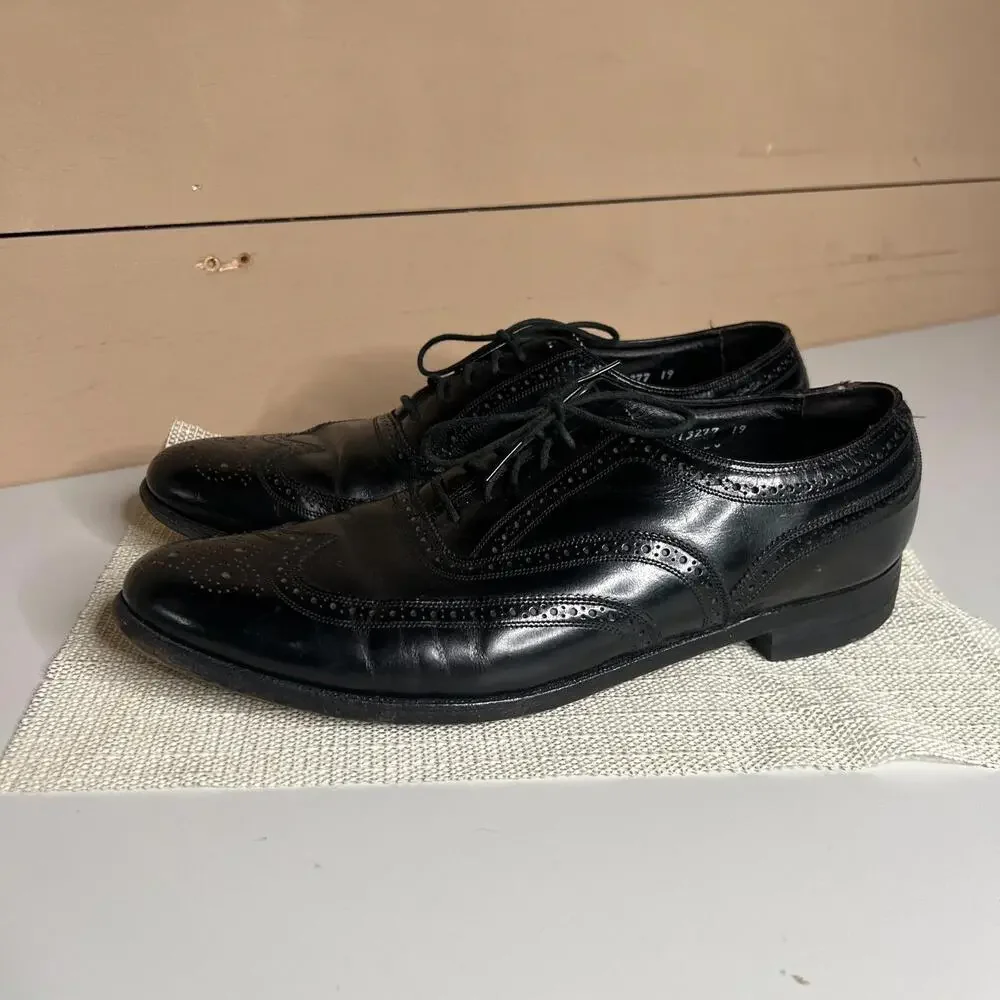 Florsheim Men's 12 B‎ Black Leather Dress Shoes Flexible Fibre Insole Derby